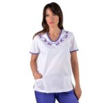 Halat alb cu garnitura mov