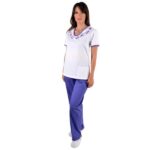 Halat alb cu garnitura mov - imagine 2