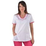 Halat alb cu garnitura ciclam - imagine 2