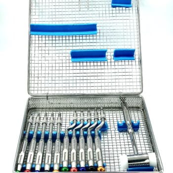 Osteotoame kit cu 10 buc , ciocan , cutie de sterilizare