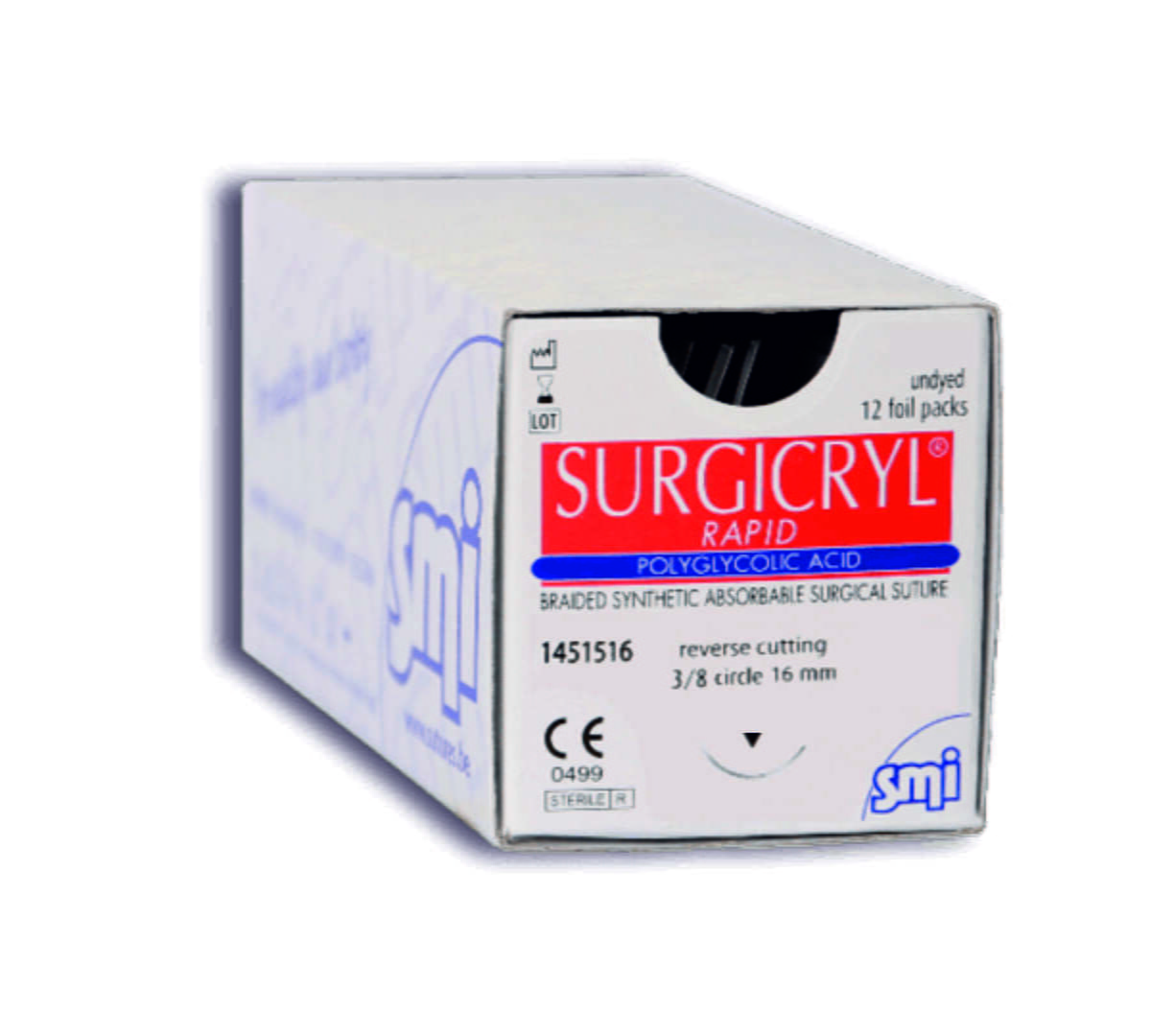 Fire de sutura PGA  Rapid Surgicryl resorbabile 4/0 ac 16mm